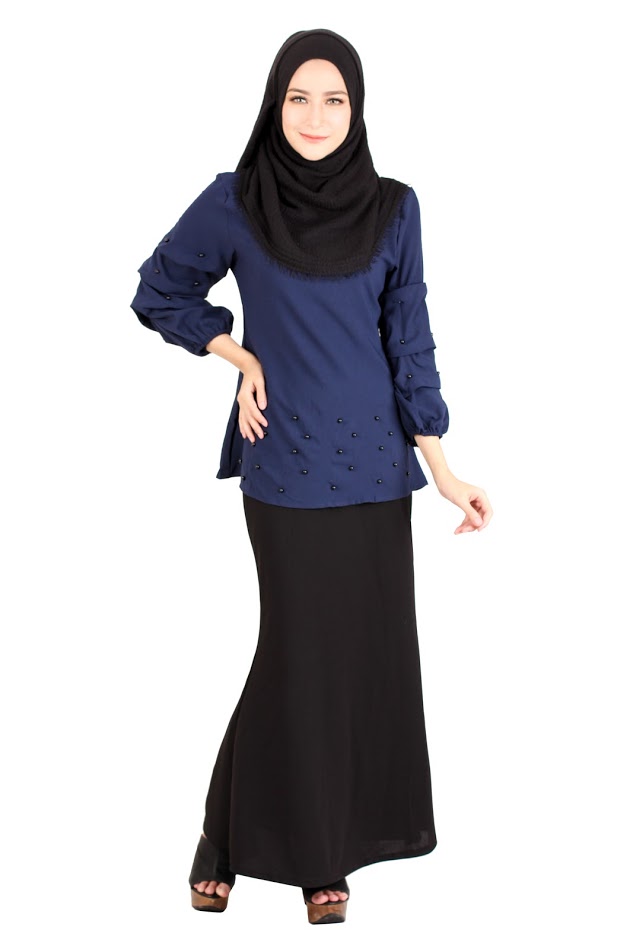 QA-415 Muslimah Fashion Blouse Navy Blue