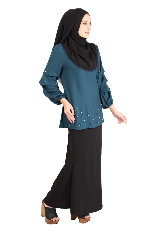 QA-415 Muslimah Fashion Blouse Ocean Green