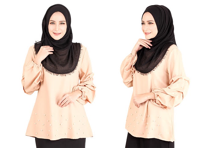 QA-415 Muslimah Fashion Blouse Beige