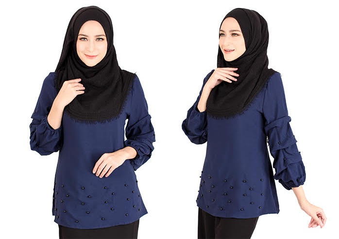 QA-415 Muslimah Fashion Blouse Navy Blue