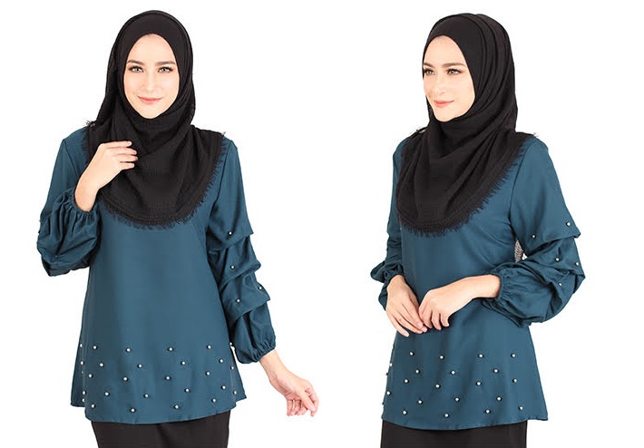 QA-415 Muslimah Fashion Blouse Ocean Green