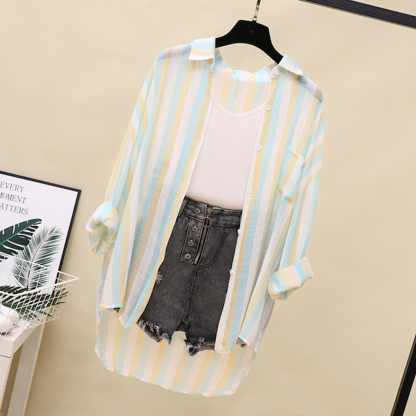  VW12269 Colourful Stripe Top Green