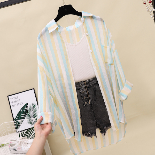  VW12269 Colourful Stripe Top Green