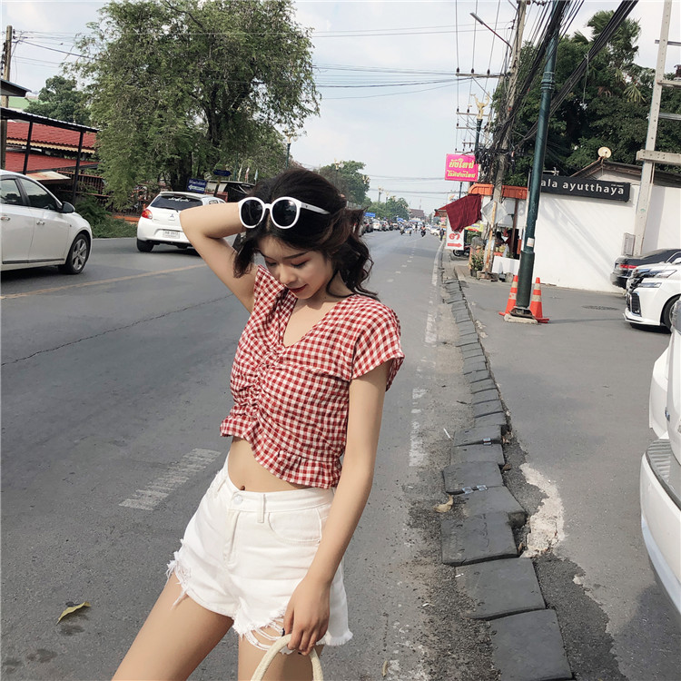 VW12271 Lovely Checker Top Red