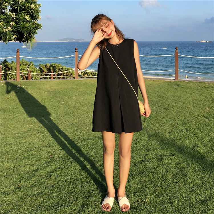 VW12281 Stylish Loose Dress Black