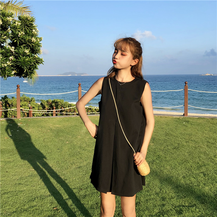 VW12281 Stylish Loose Dress Black