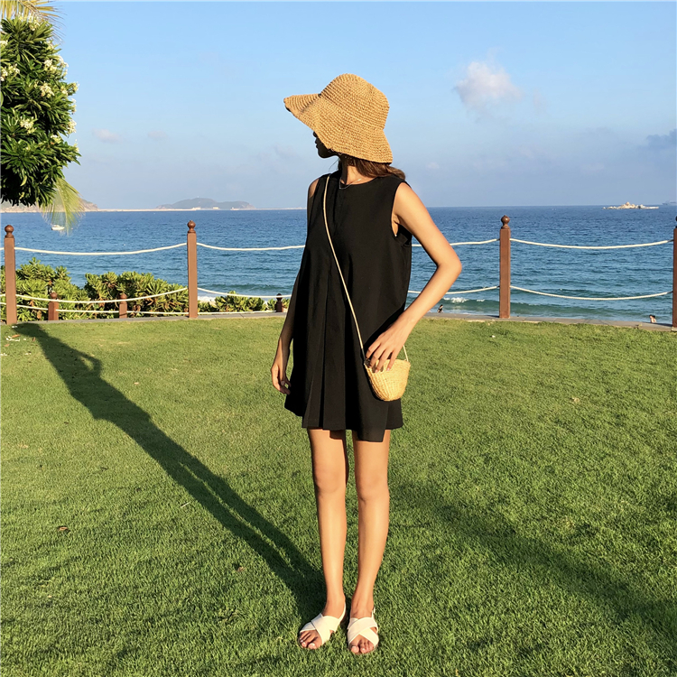 VW12281 Stylish Loose Dress Black