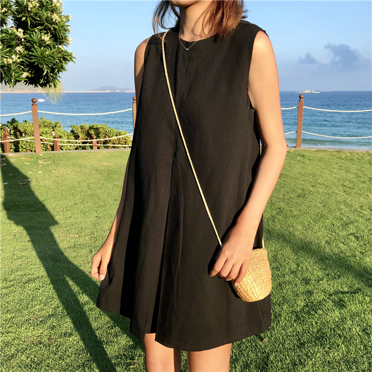 VW12281 Stylish Loose Dress Black