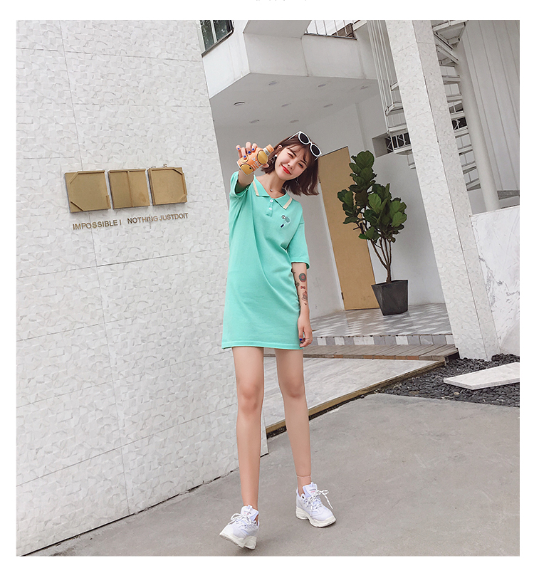 VW12288 Sporty Collar Dress Green
