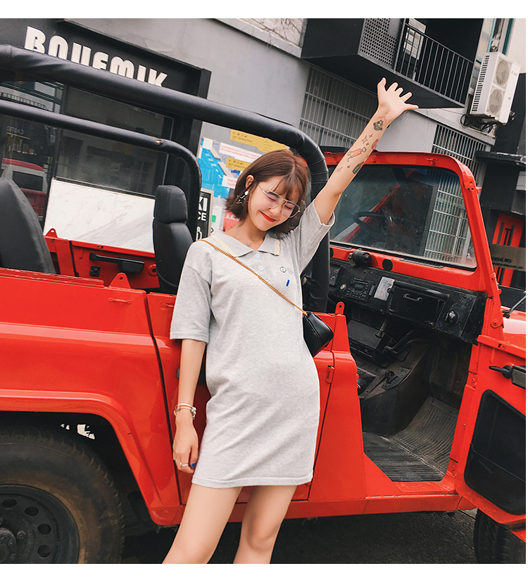 VW12288 Sporty Collar Dress Grey