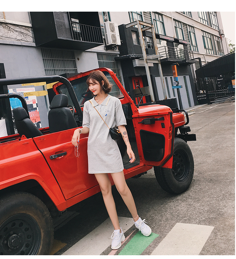 VW12288 Sporty Collar Dress Grey