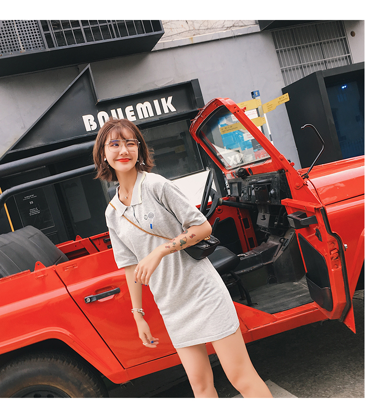 VW12288 Sporty Collar Dress Grey