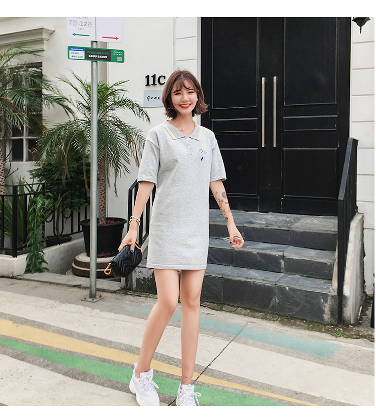 VW12288 Sporty Collar Dress Grey
