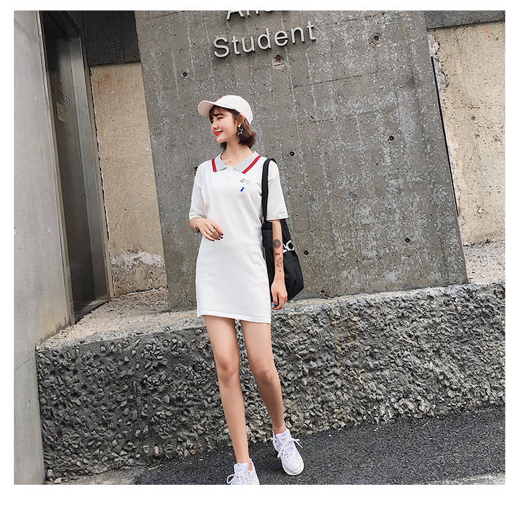 VW12288 Sporty Collar Dress White