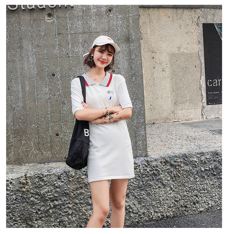 VW12288 Sporty Collar Dress White