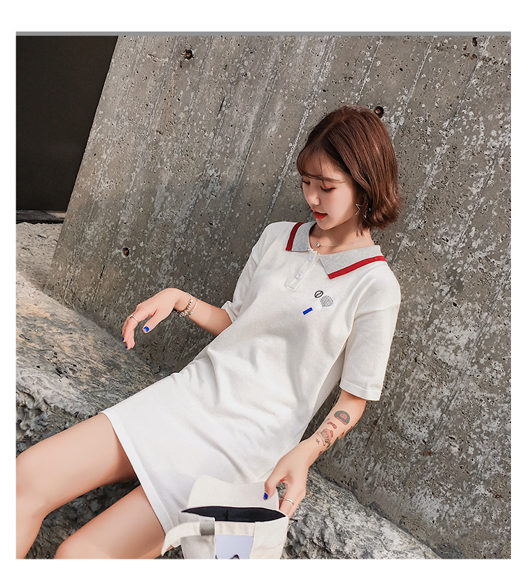 VW12288 Sporty Collar Dress White