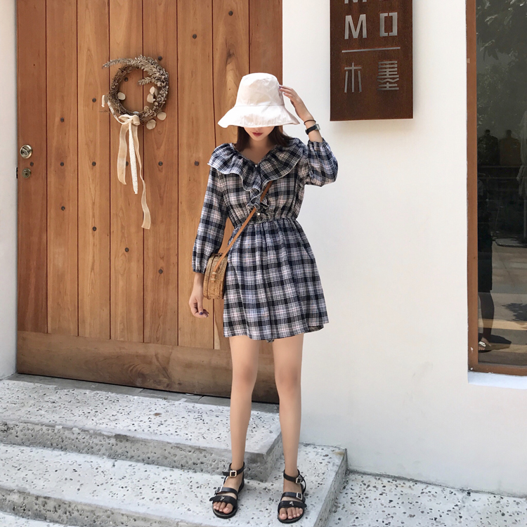 VW12290 Classic Checker Dress Black