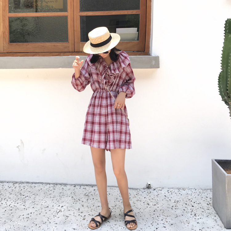 VW12290 Classic Checker Dress Red