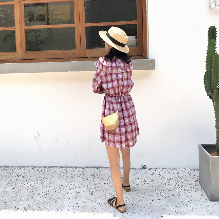 VW12290 Classic Checker Dress Red