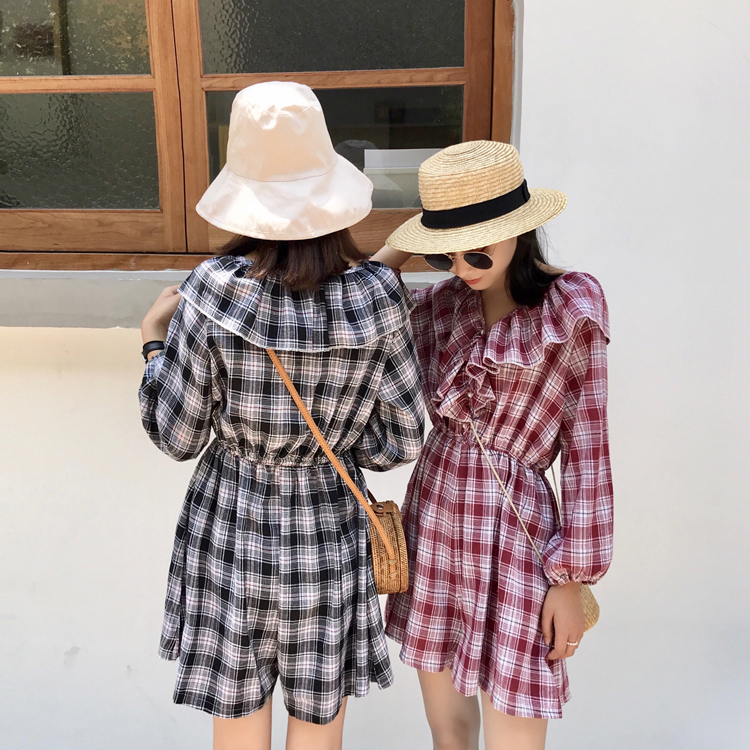 VW12290 Classic Checker Dress Red