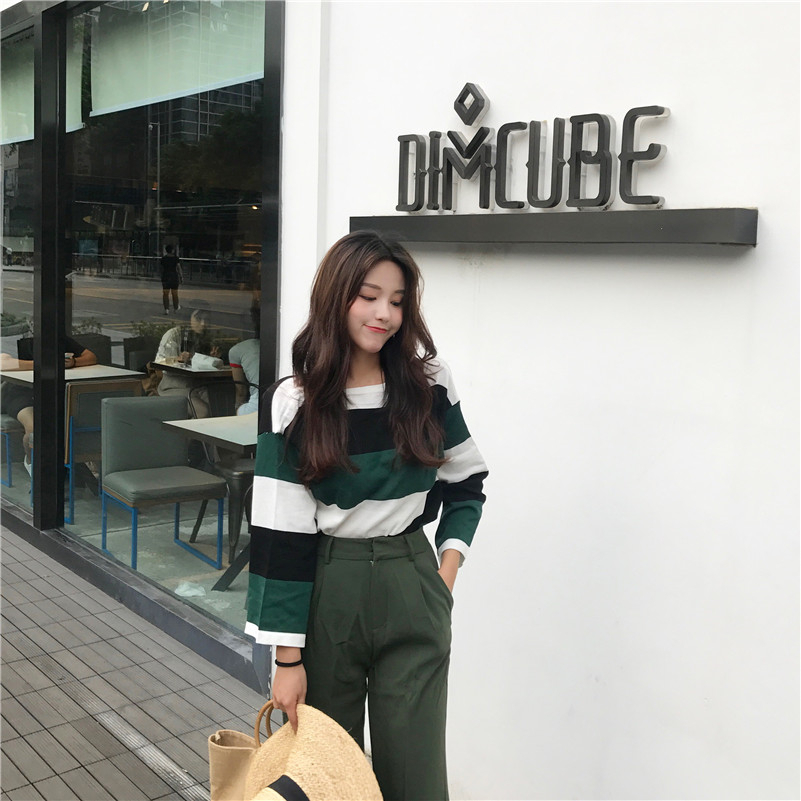 VW12293 Lovely Stripe Top Green