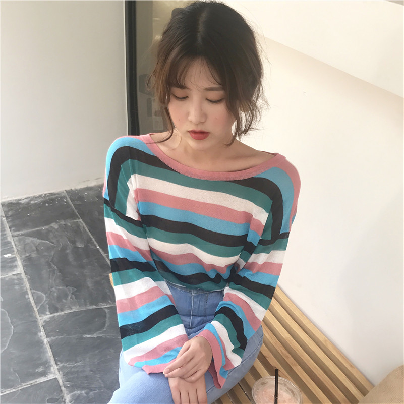 VW12294 Charming Colourful Stripe Top Pink