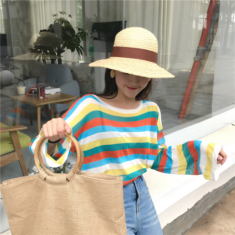  VW12294 Charming Colourful Stripe Top Yellow