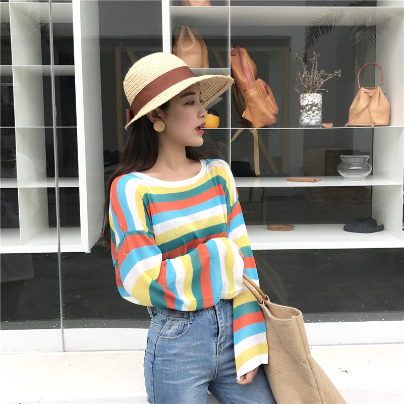  VW12294 Charming Colourful Stripe Top Yellow