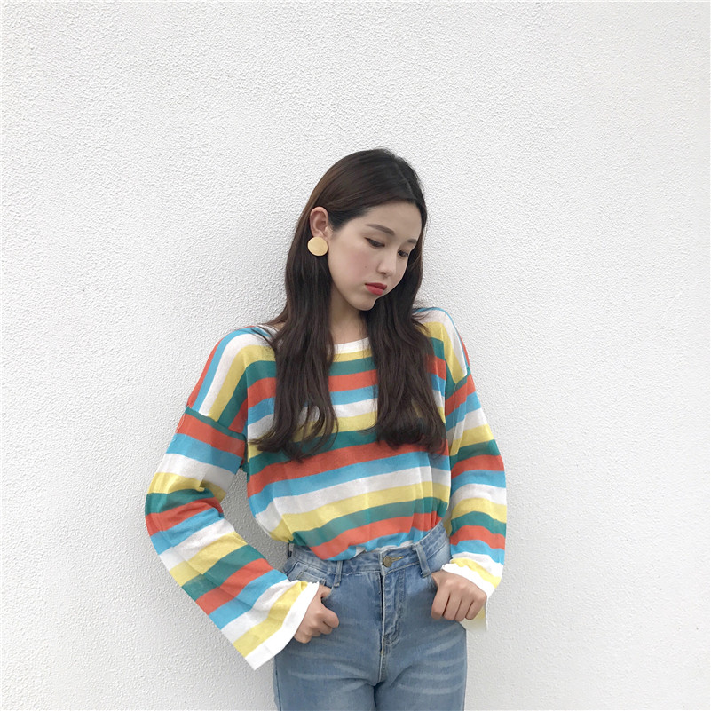  VW12294 Charming Colourful Stripe Top Yellow