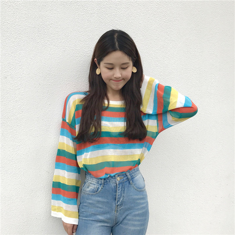  VW12294 Charming Colourful Stripe Top Yellow
