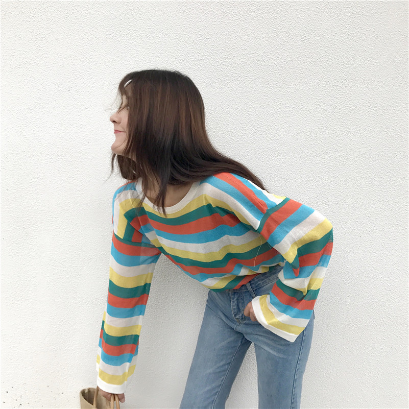  VW12294 Charming Colourful Stripe Top Yellow