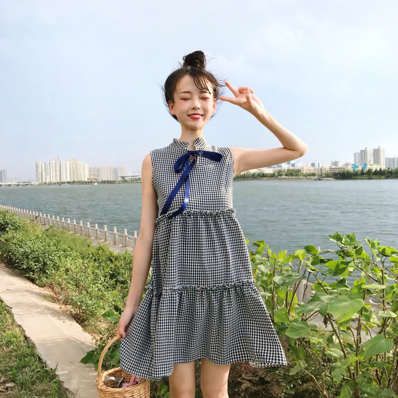 VW12295 Sweet Checker Dress Black