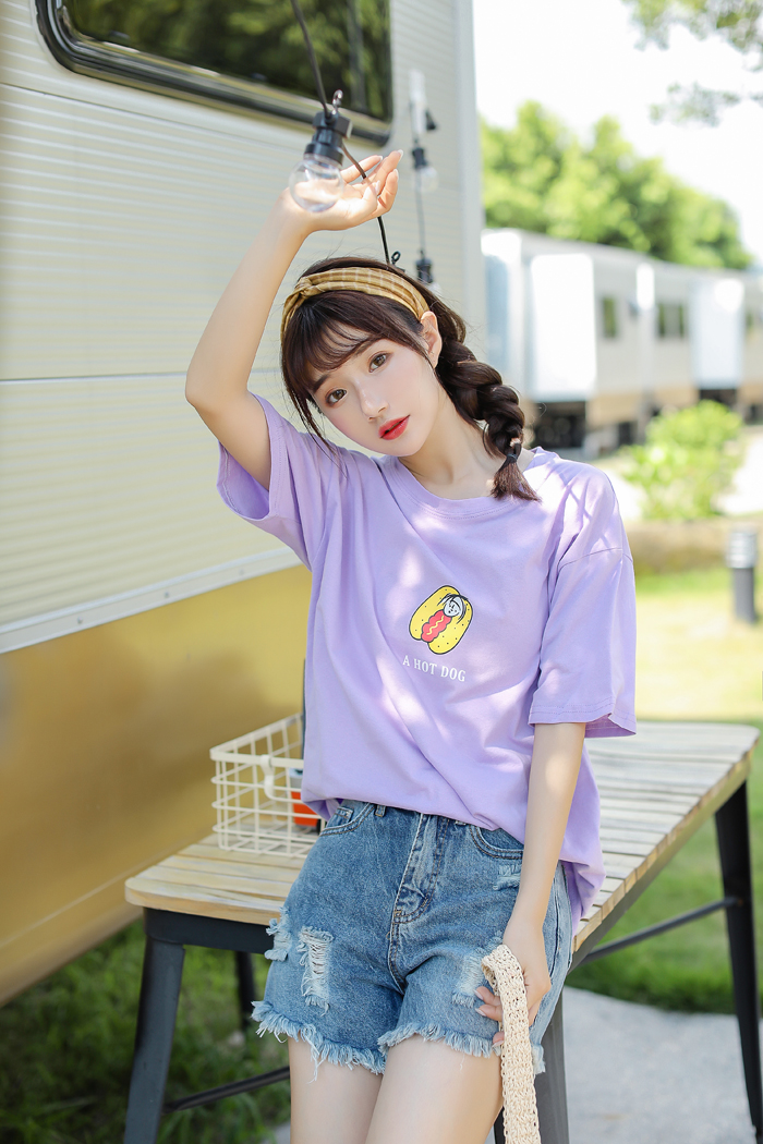 VW12298 Cute Loose Top Purple