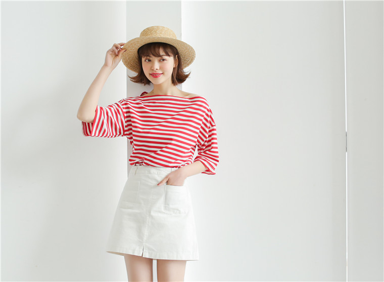 VW12299 Fashion Stripe Top Red