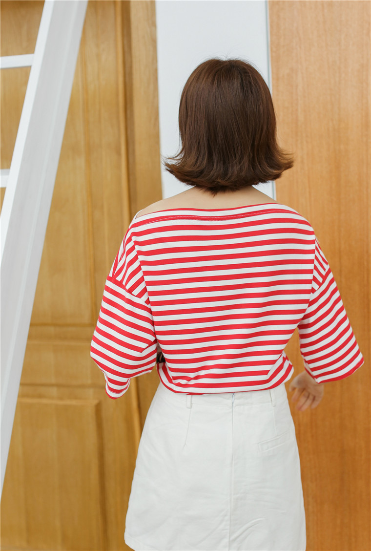 VW12299 Fashion Stripe Top Red