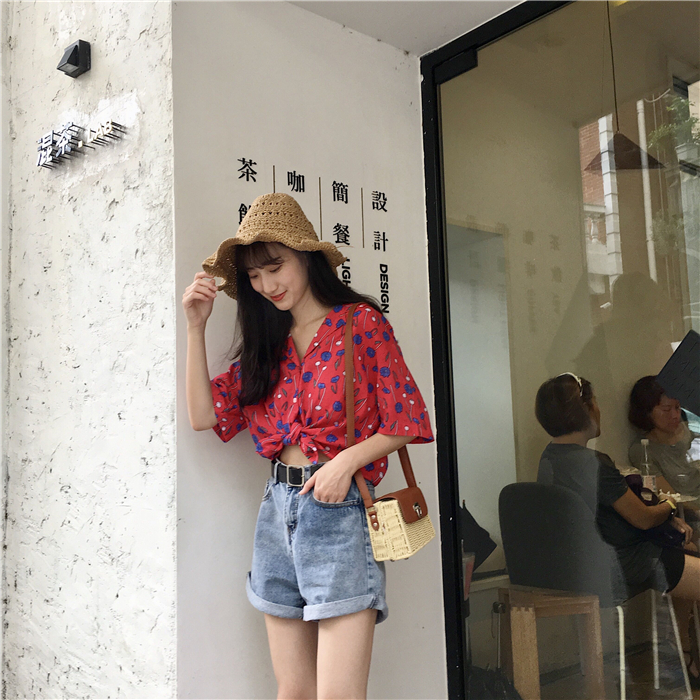 VW12303 Lovely Floral Top Red