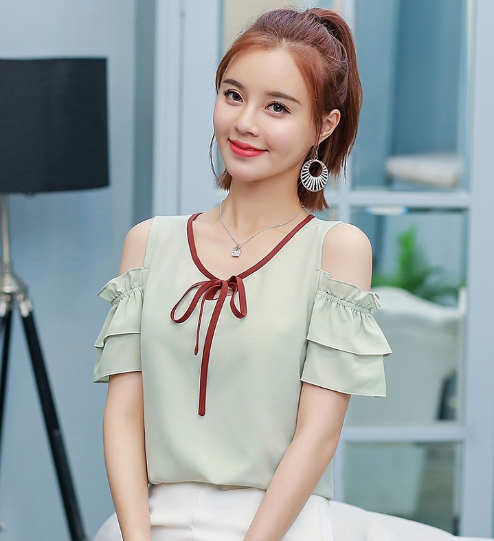 VW12304 Fashion Chiffon Top Green