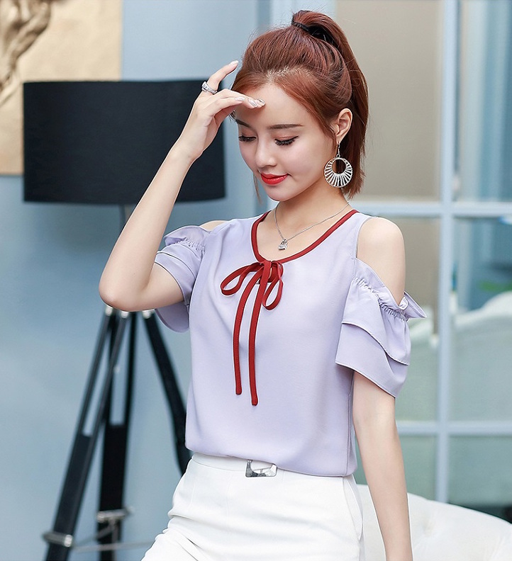 VW12304 Fashion Chiffon Top Purple