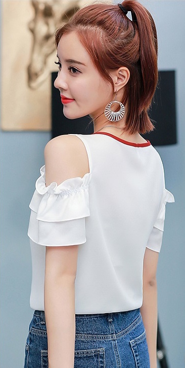 VW12304 Fashion Chiffon Top White