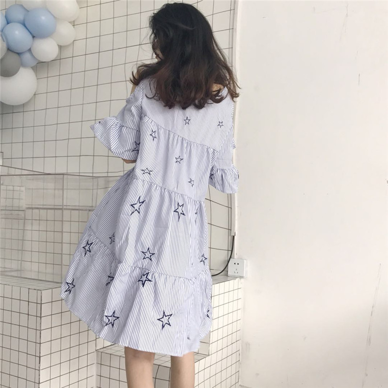 VW12306 Fashion Loose Dress Blue