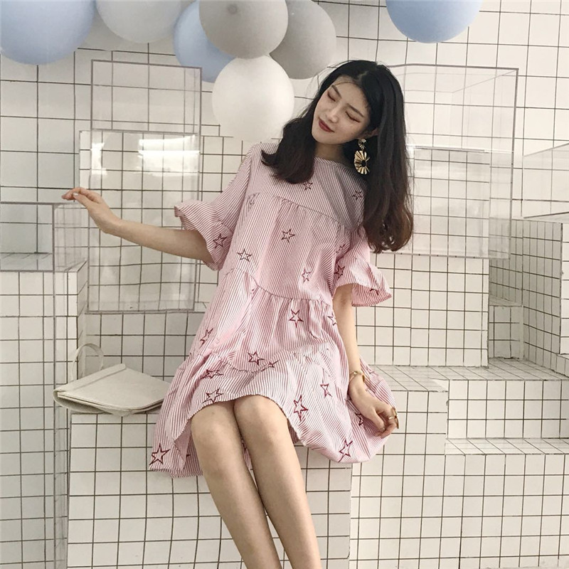 VW12306 Fashion Loose Dress Red