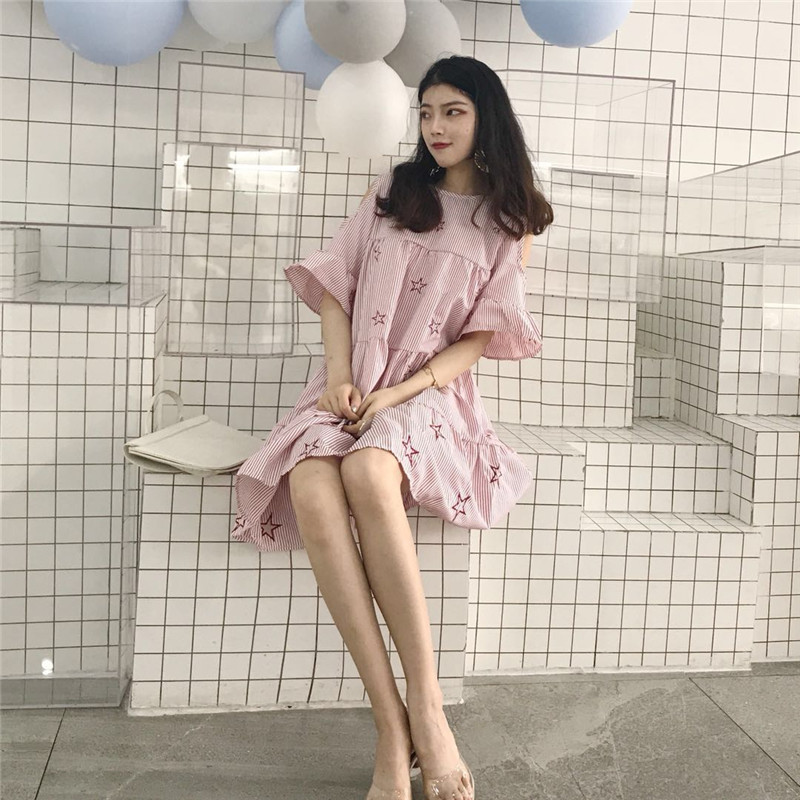 VW12306 Fashion Loose Dress Red