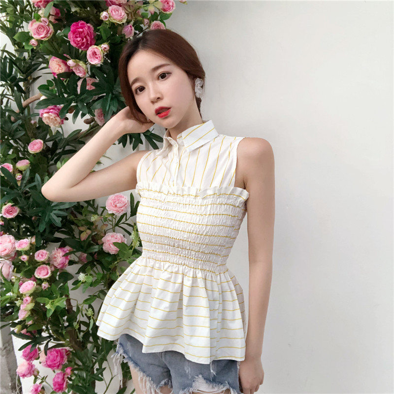 VW12308 Trendy Stripe Top Yellow