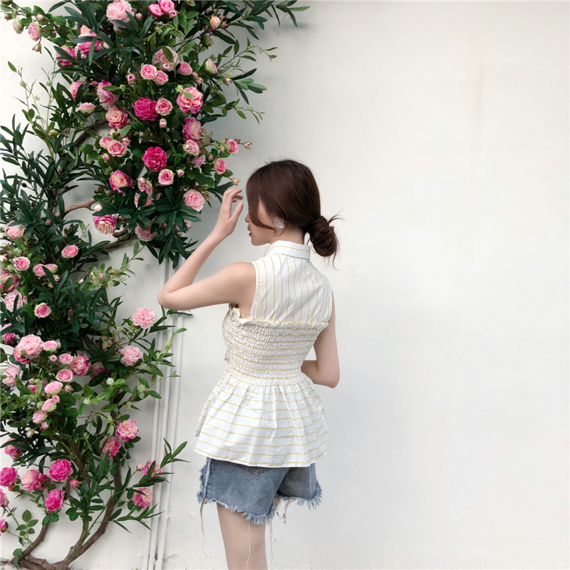 VW12308 Trendy Stripe Top Yellow