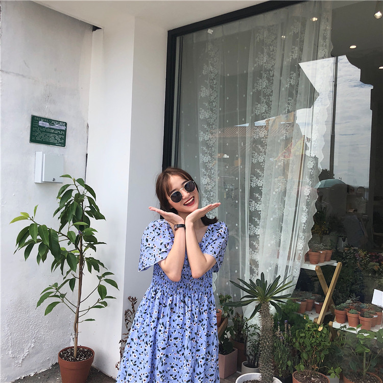 VW12310 Lovely Floral Dress Blue