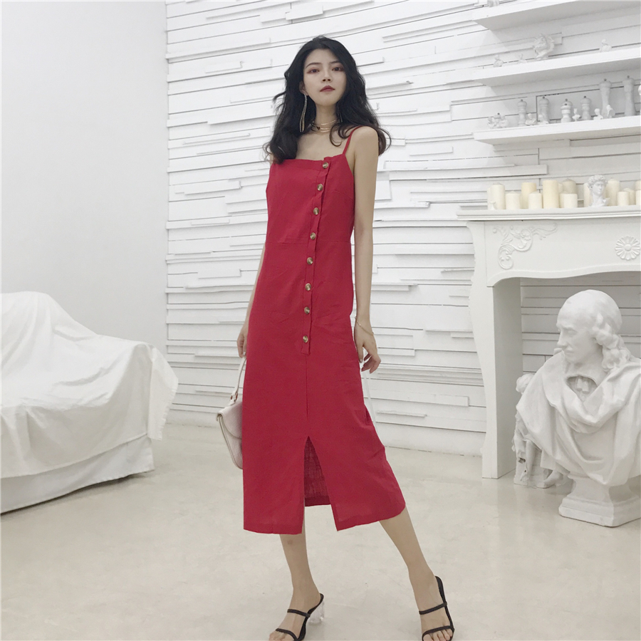 VW12312 Stylish Strap Dress Red