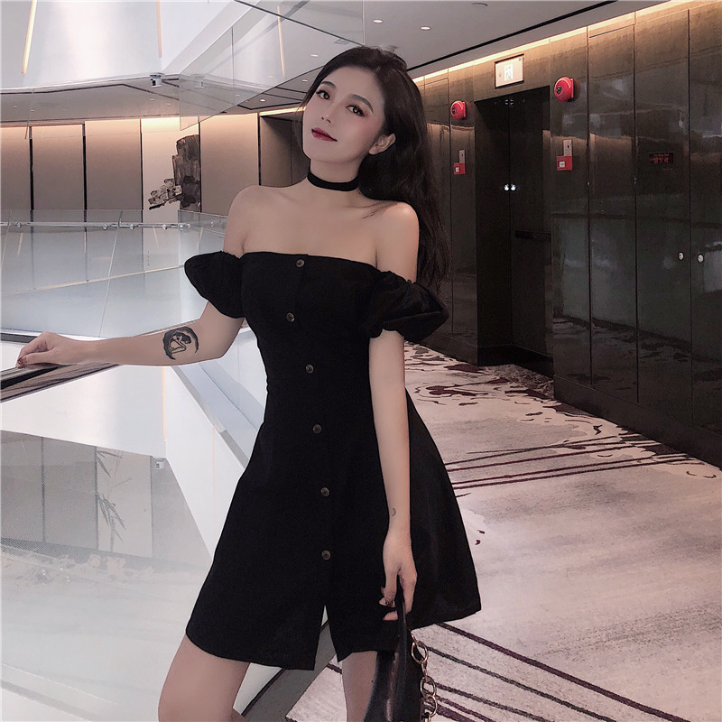 VW12315 Sexy Off Shoulder Dress Black