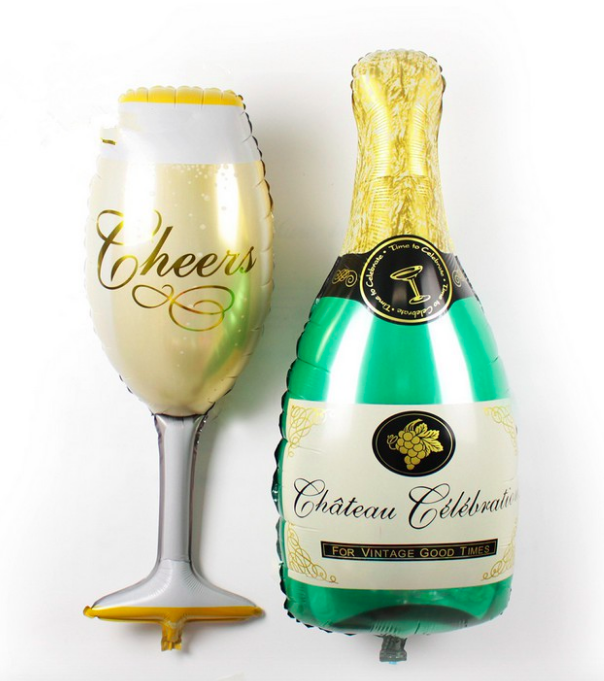 PB-301 Champagne & Glass Foil Balloon (2 in 1)