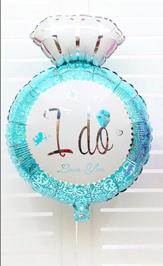 PB-302 I DO Diamond Ring Balloon Blue