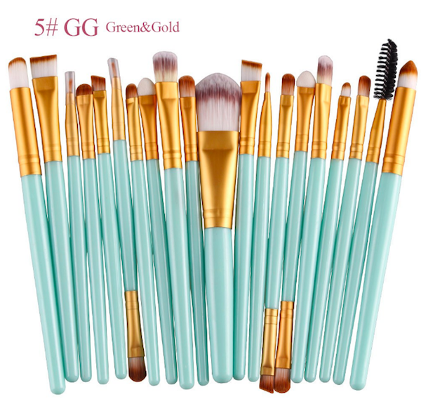 BL5018 Colourful Make Up Brush Green Gold
